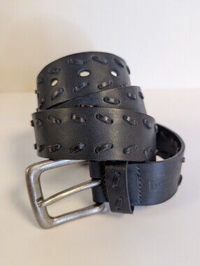 Levi's Black Genuine Italian Leather Whipstitch Belt 38 Rustic Casual